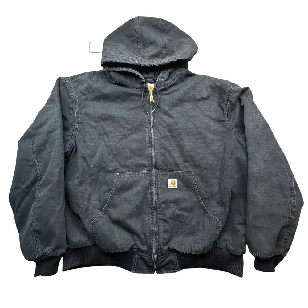 Carhartt 100108 Ripstop Active Jac Quilt Lined Hooded Jacket Mens 2XL Black Zip